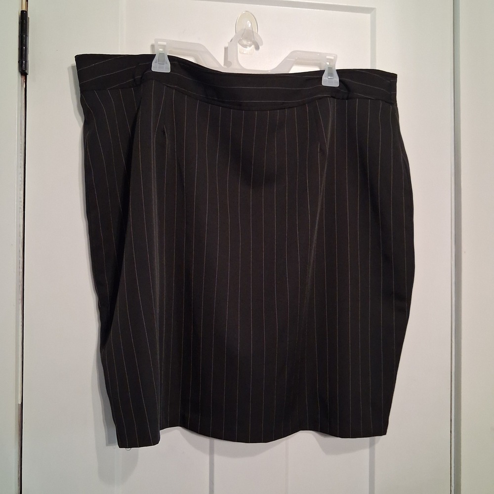 MG Pencil Skirt Women 24W Black Pinstripe Career Office Professional Plus Size